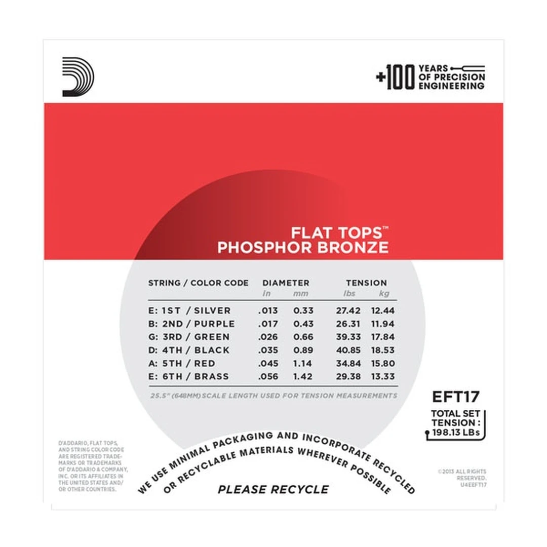 Струны для акустической гитары D'Addario EFT17 13-56