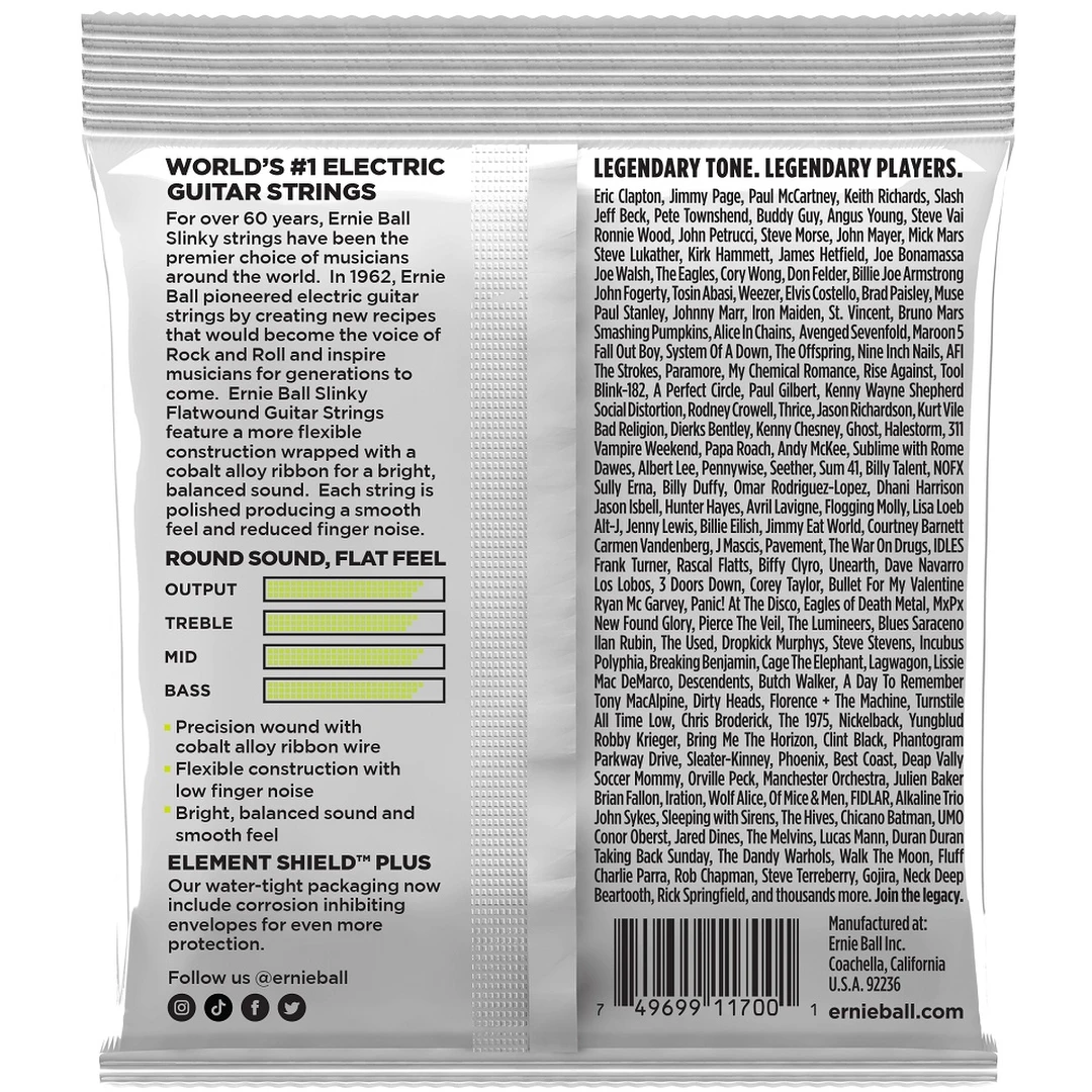 Струны для электрогитары Ernie Ball 2591 Regular Slinky Flatwound