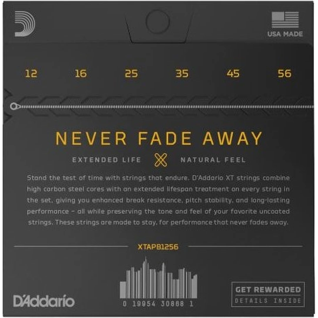 Струны для акустической гитары D'Addario XTAPB1256 12-56