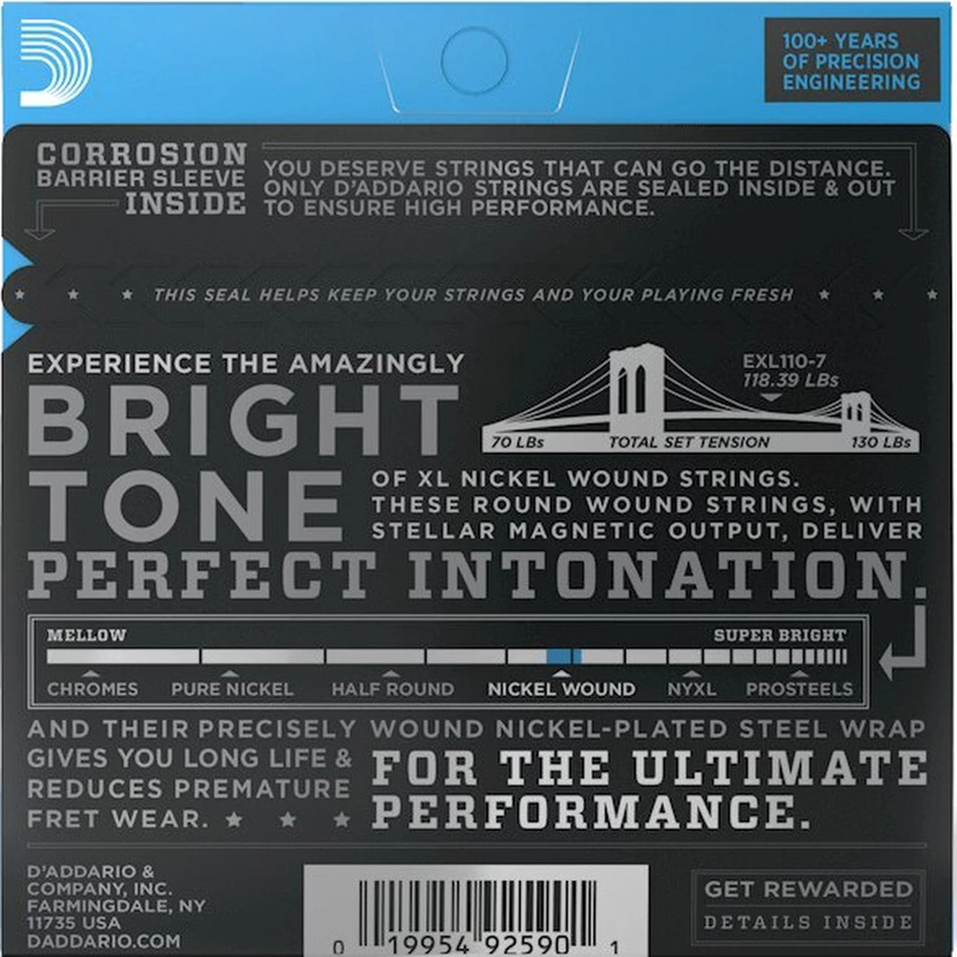 Струны для электрогитары D'Addario EXL110-7 10-59
