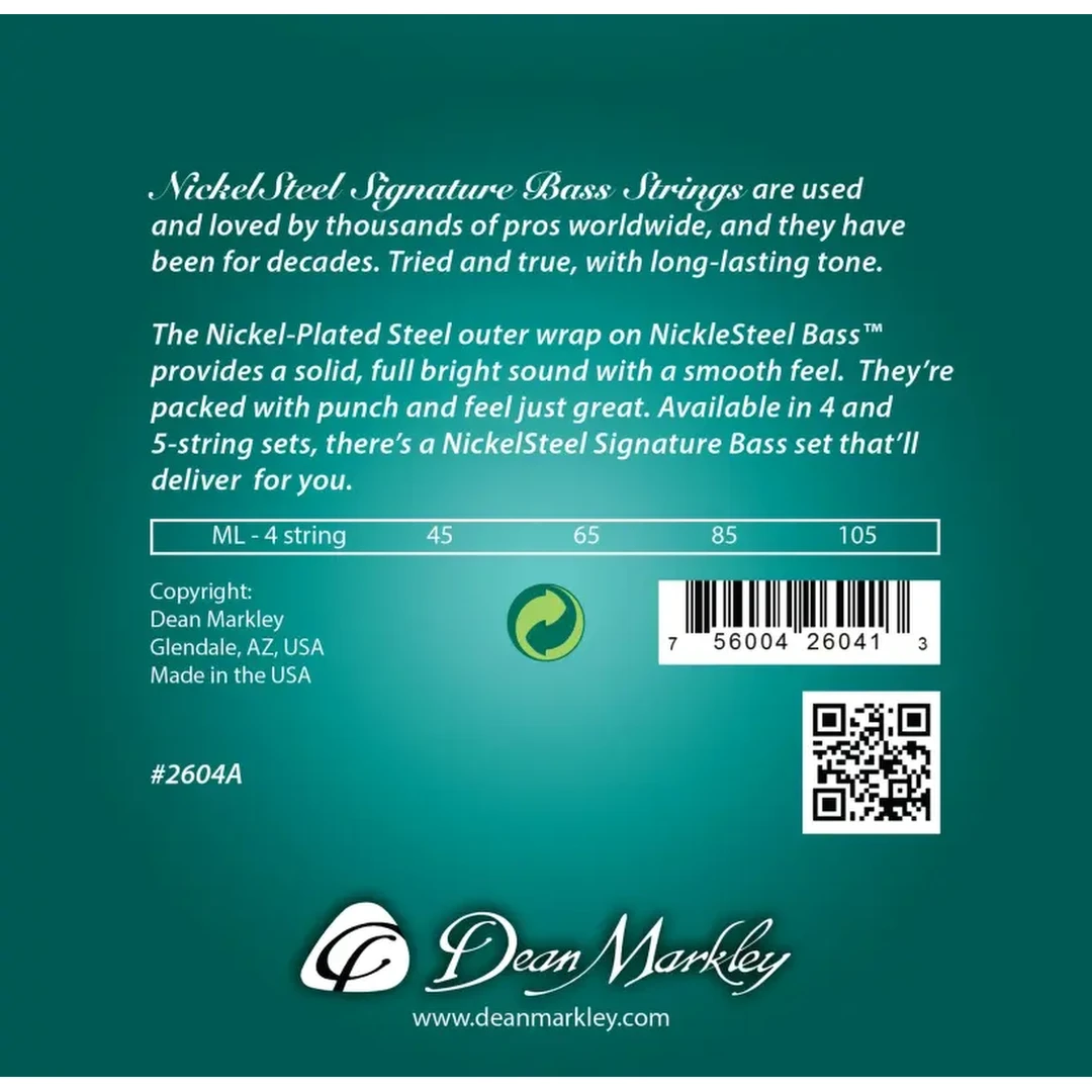 Струны для бас-гитары Dean Markley 2604A Signature Nickel Steel 45-105