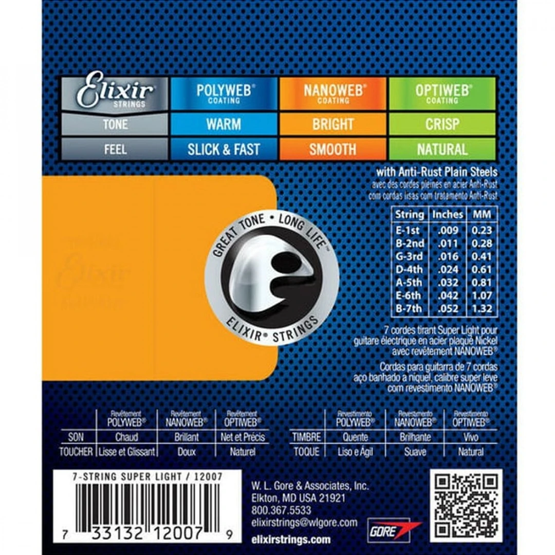 Струны для электрогитары Elixir 12007 9-52 7-String