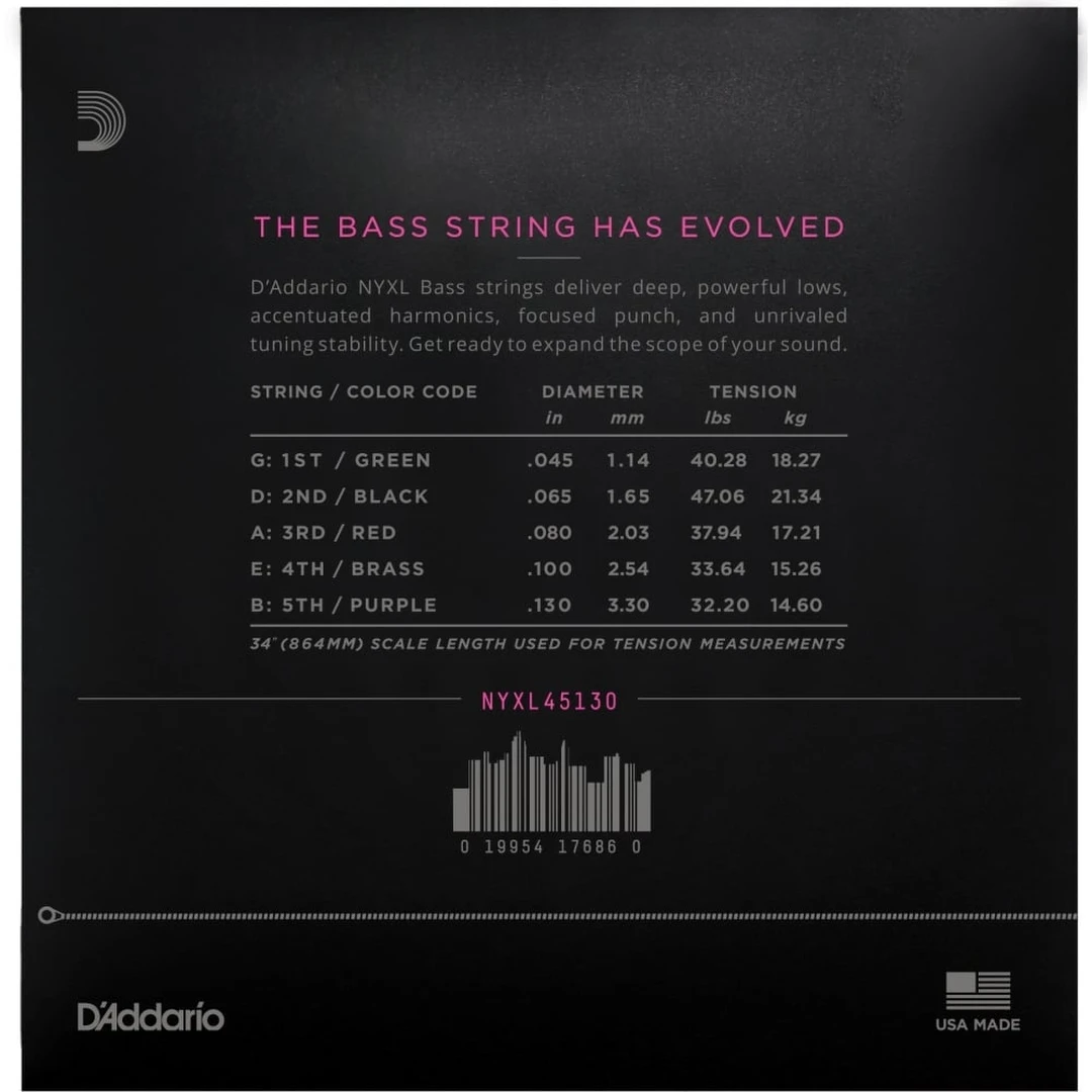 Струны для бас-гитары D’Addario NYXL45130 45-130