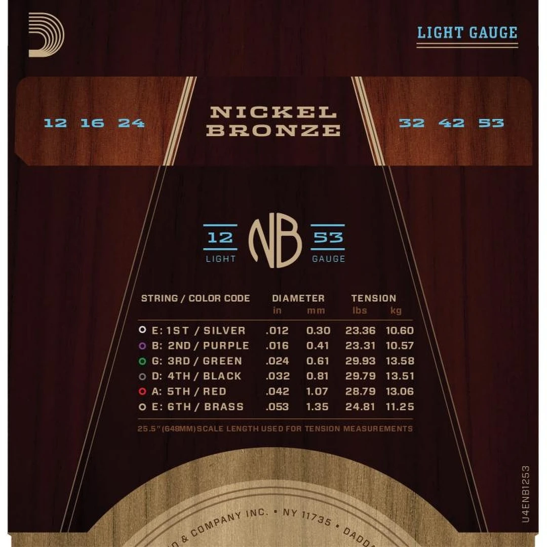 Струны для акустической гитары D’Addario NB1253 12-53