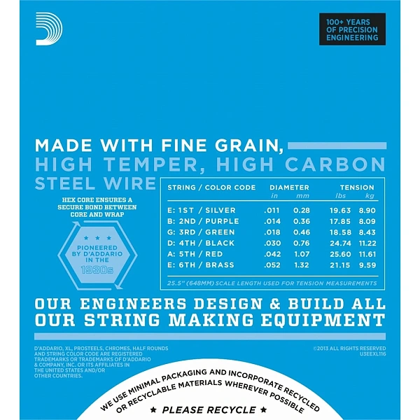 Струны для электрогитары D'Addario EXL116 11-52