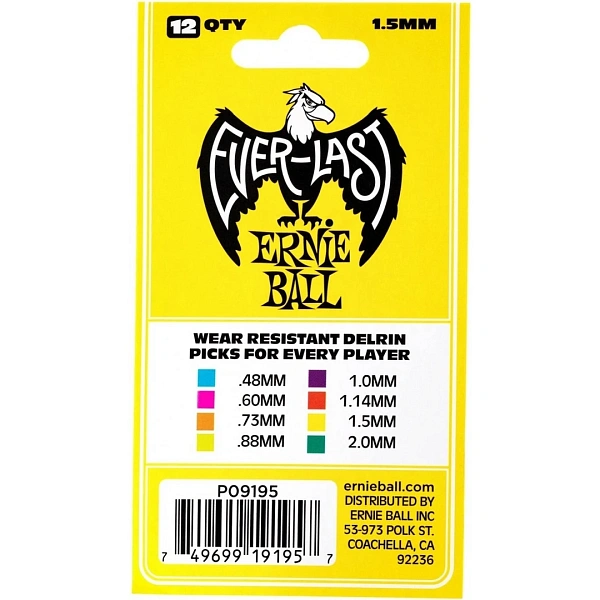 Набор медиаторов Ernie Ball 9195 1.50 Yellow Everlast