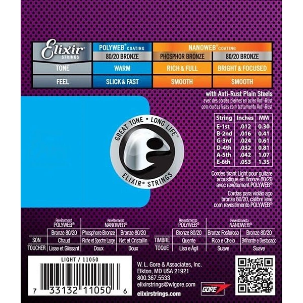 Струны для акустической гитары Elixir 11050 12-53