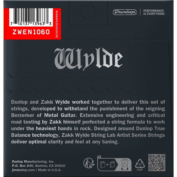 Струны для электрогитары Dunlop ZWEN1060 10-60