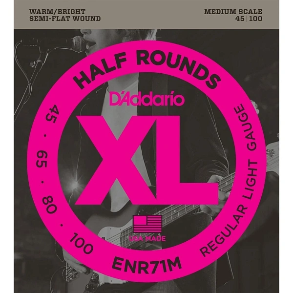 Струны для бас-гитары D'Addario ENR71M Half Rounds 45-100