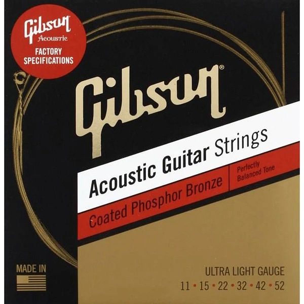 Струны для акустической гитары Gibson SAG-CPB11 Coated Phosphor Bronze Ultra-Light 11-52