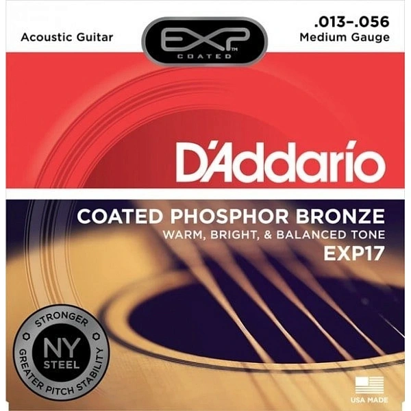 Струны для акустической гитары D'Addario EXP17 Medium 13-56