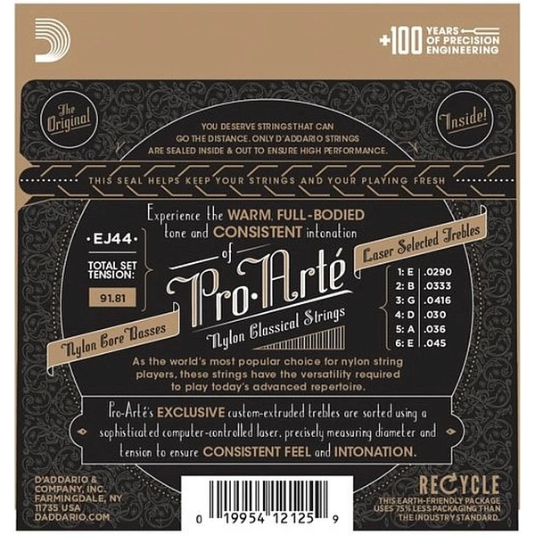 Струны для классической гитары D'Addario EJ44 Extra Hard Tension