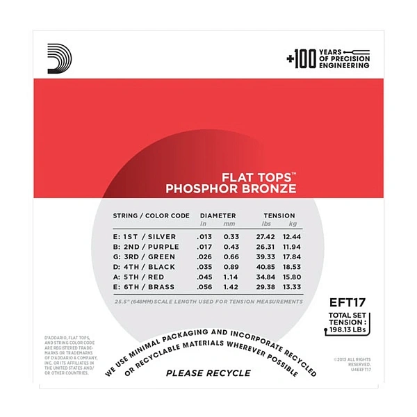 Струны для акустической гитары D'Addario EFT17 13-56