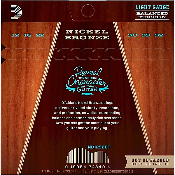 Струны для акустической гитары D’Addario NB1252BT 12-52