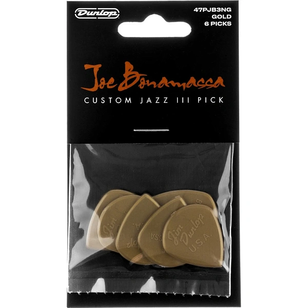 Набор медиаторов Dunlop 47PJB3NG Bonamassa Jazz III Gold