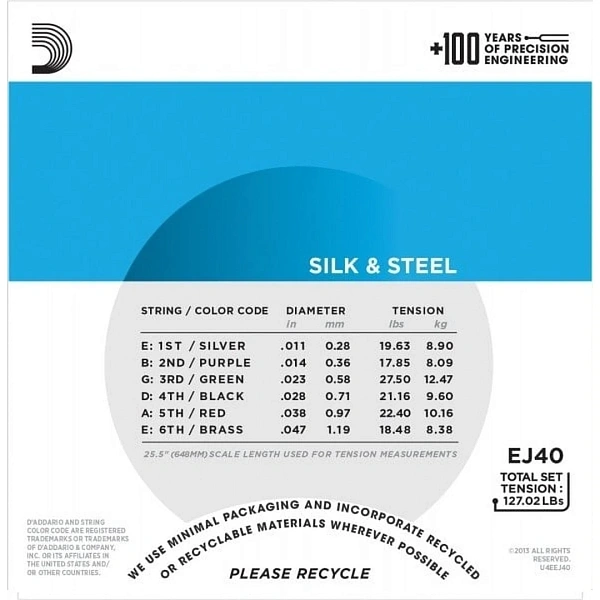 Струны для акустической гитары D'Addario EJ40 Light 11-47