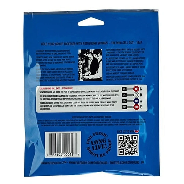 Струны для бас-гитары Rotosound RS66LDN Bass Strings Nickel 45-105