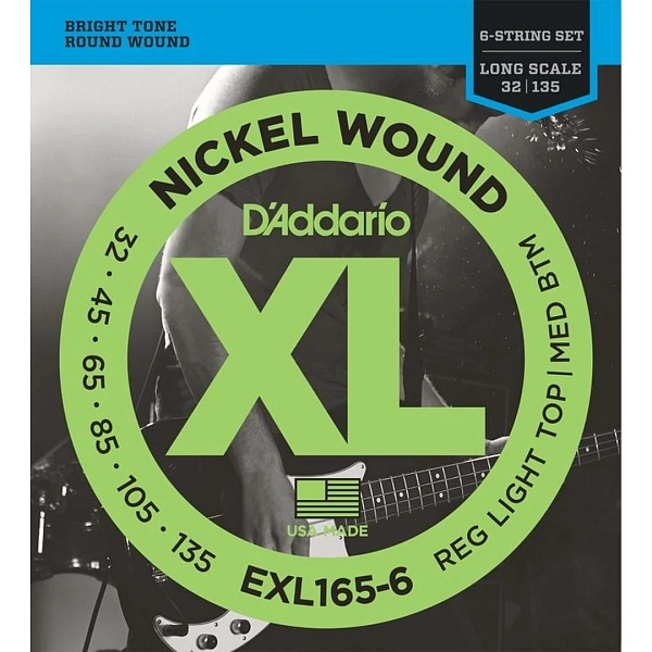 Струны для бас-гитары D’Addario EXL165-6 32-135