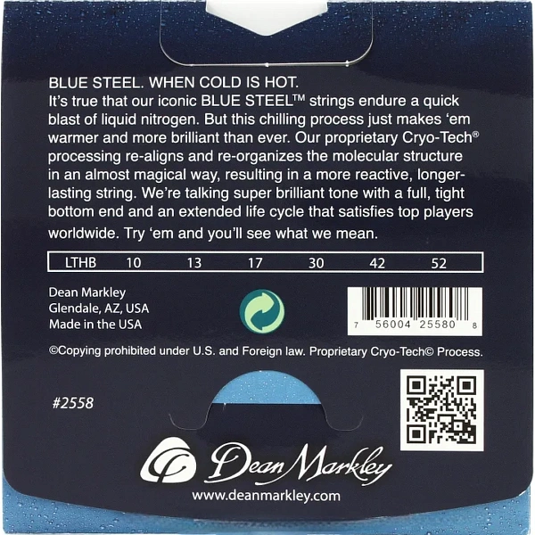 Струны для электрогитары Dean Markley 2558 Blue Steel 10-52