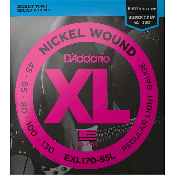 Струны для бас-гитары D'Addario EXL170-5SL 45-130