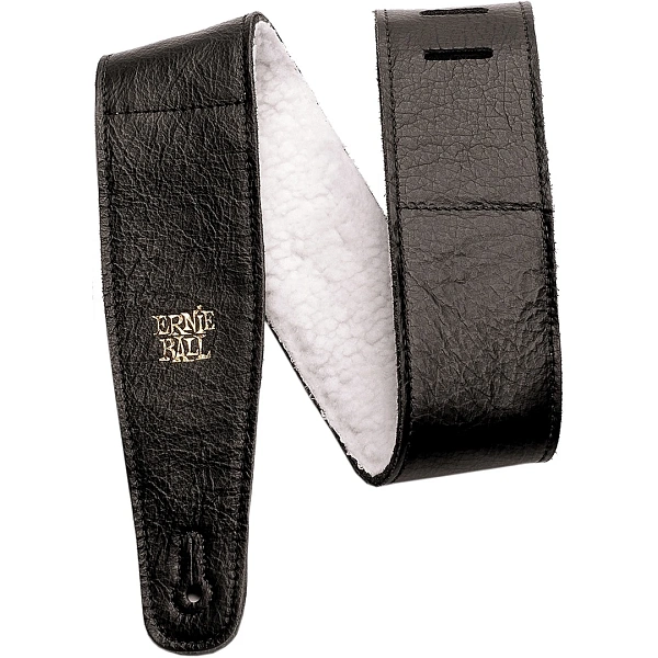 Ремень для гитары Ernie Ball Black Italian Leather with Fur P04137