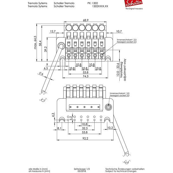 Бридж Schaller Tremolo 13020542.02