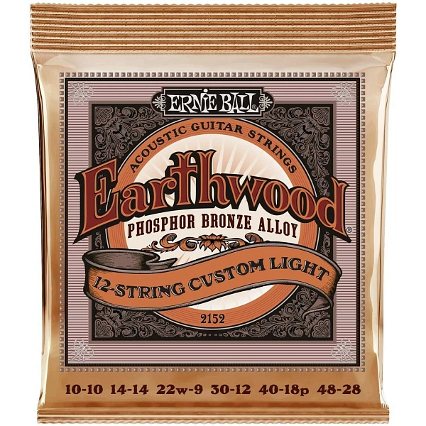 Струны для 12-ти струнной гитары Ernie Ball 2152 Phosphor Bronze Custom Light 10-48