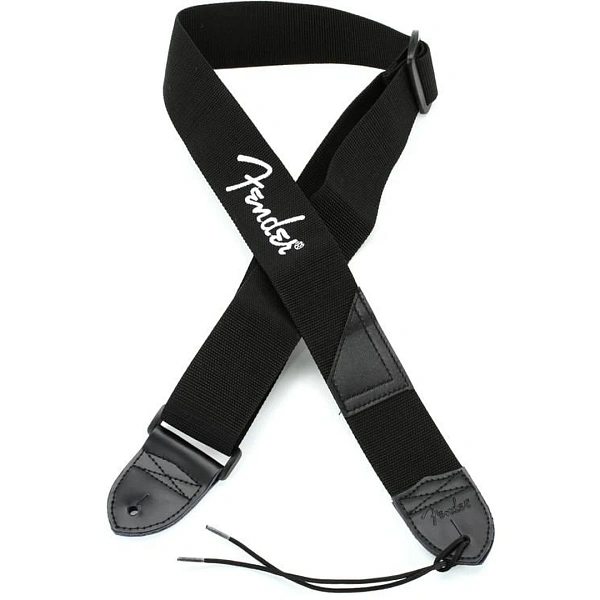 Ремень для гитары Fender Black Strap/White Logo