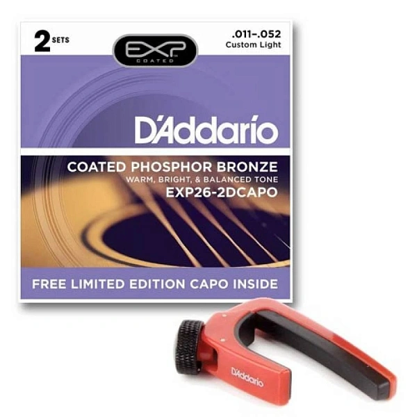 Струны для акустической гитары D’Addario EXP26-2DCAPO 11-52