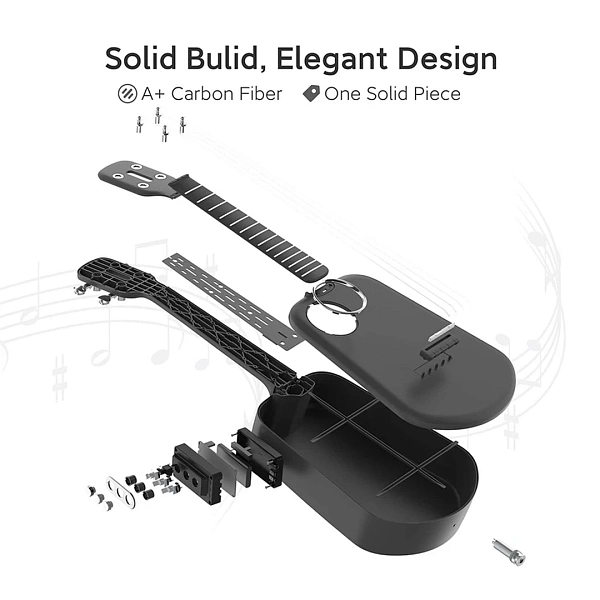 Укулеле PopuMusic Populele 2 Smart Ukulele Carbon Fiber Edition Black