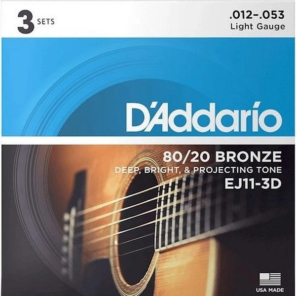Струны для акустической гитары D'Addario EJ11-3D 12-53