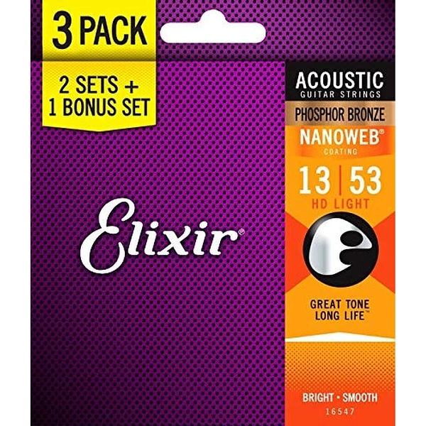 Струны для акустической гитары Elixir 16547 13-53 Bonus Set
