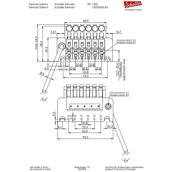 Бридж Schaller Tremolo 13020242.02