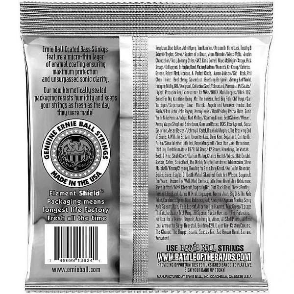 Струны для бас-гитары Ernie Ball 3834 Coated Bass Super Slinky 45-100