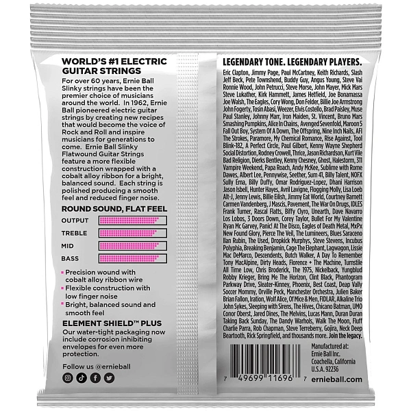 Струны для электрогитары Ernie Ball 2593 Super Slinky Flatwound