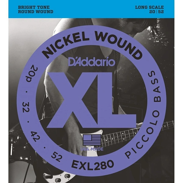 Струны для бас-гитары пикколо D’Addario EXL280 20-52