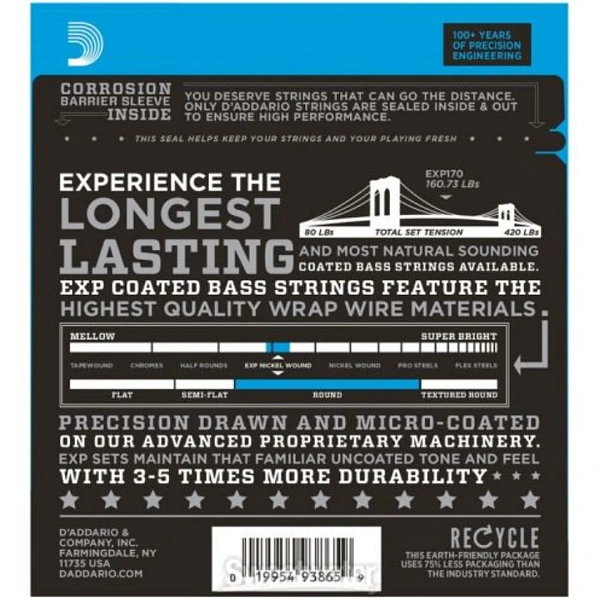 Струны для бас-гитары D'Addario EXP170 45-100