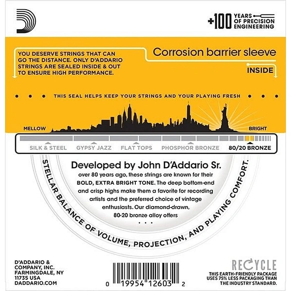 Струны для акустической гитары D'Addario EJ14 12-56